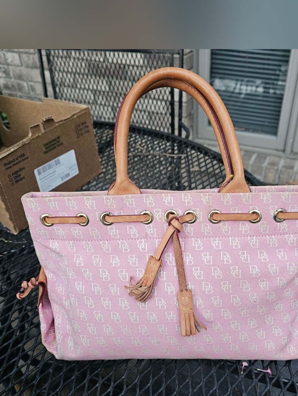 Dooney & bourke pink tassel tote bag
